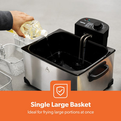 GEEPAS Deep Fat Fryer with Triple Baskets 4L Large Basket & 2L Each 2 Small Baskets