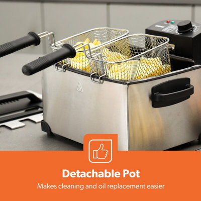 GEEPAS Deep Fat Fryer with Triple Baskets 4L Large Basket & 2L Each 2 Small Baskets