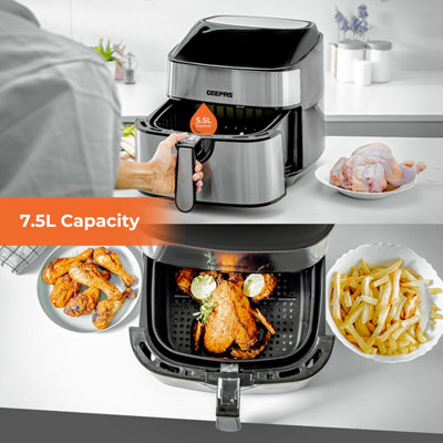 Geepas  Digital Air Fryer 7.5L Vortex Technology  10-in-1 Convection Air Fryer with LED Touchscreen, 60 Min Timer- 1800W