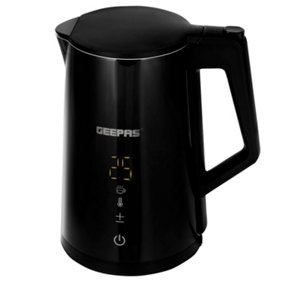 Geepas Digital Electric Kettle Cordless One Touch Digital Display, Auto Shut-Off & Boil-Dry Protection, 2200W
