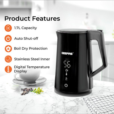 Salton JK1956 Cool Touch Digital Temperature Control, 1.5 L Electric  Kettle, Black