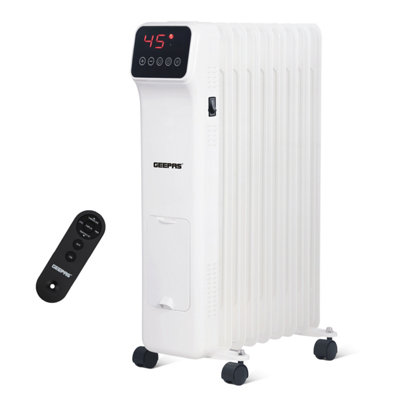 Geepas Digital  Oil Filled Radiator Portable 2000W 9 Fin with Remote, White