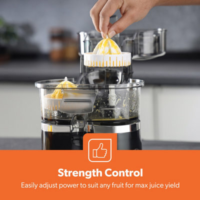 GEEPAS Electric Citrus Juicer Machines Dual Head Built-in Slicer