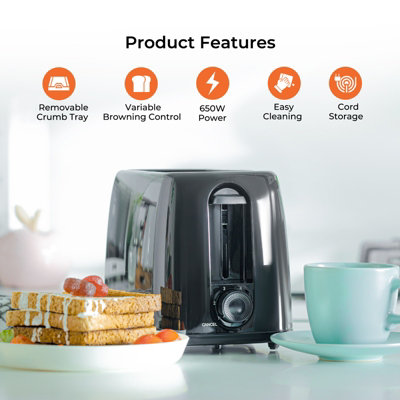 Geepas Electric Kettle & 2 Slice Bread Toaster Kitchen Set 1500W 1.8L Stainless Steel Cordless Jug Kettle