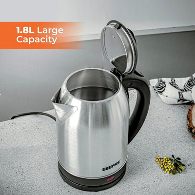 Geepas Electric Kettle & 4 Slice Bread Toaster Kitchen Set 1500W 1.8L  Stainless Steel Cordless Jug Kettle