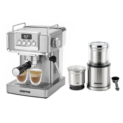 GEEPAS Espresso Coffee Machine & 200W Coffee Grinder Combo Set | DIY at B&Q