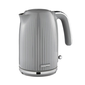 GEEPAS Fluted 1.7L Electric Cordless Kettle 3000W 360 Rotational Base Rapid Boil Auto Shut Off & Boil Dry Protection, Grey