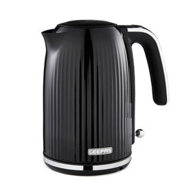GEEPAS Fluted 1.7L Electric Cordless Kettle 3000W Rapid Boil, Black