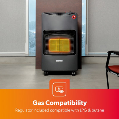 Geepas Foldable Portable Gas Heater 4.2KW LPG Propane Gas with Wheels Regulator Hose