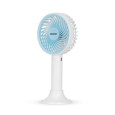 GEEPAS Hand Held Fan, Portable & Foldable, Type C Rechargeable with 3 Speeds, Battery Operated, Blue