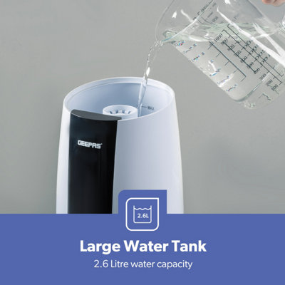 GEEPAS Humidifier for Bedroom, 2.6L Top Fill Cool Mist Large Room, 360 Rotatable, Night Light With Auto Mode