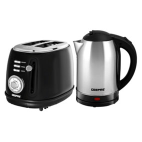 Geepas Kettle & Toaster Kitchen Set 2 Slice Bread Toaster and 1.8L Stainless Steel Kettle