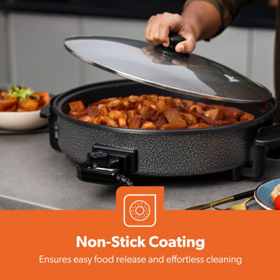 GEEPAS Multicooker 5L Electric Frying Pan with Lid & Adjustable Temperature 40Cm