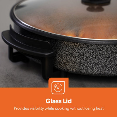 GEEPAS Multicooker 5L Electric Frying Pan with Lid & Adjustable Temperature 40Cm
