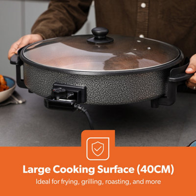 GEEPAS Multicooker 5L Electric Frying Pan with Lid & Adjustable Temperature 40Cm