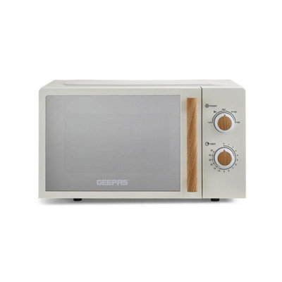 GEEPAS NORDiQ 20L Microwave 700W Black Mirror Glass Door 5 Power Levels Digital, Cream