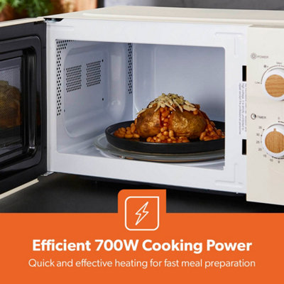 GEEPAS NORDiQ 20L Microwave 700W Black Mirror Glass Door 5 Power Levels Digital, Cream