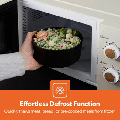 GEEPAS NORDiQ 20L Microwave 700W Black Mirror Glass Door 5 Power Levels Digital, Cream