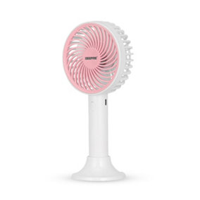 GEEPAS Rechargeable  Hand Held Fan, Portable & Foldable, Pink