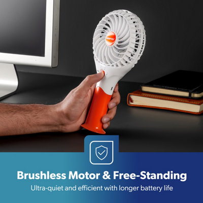 Geepas Rechargeable Mini Desk Fan with 3 Speed Electric USB Travel Fan, Orange