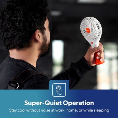 Geepas Rechargeable Mini Desk Fan with 3 Speed Electric USB Travel Fan, Orange