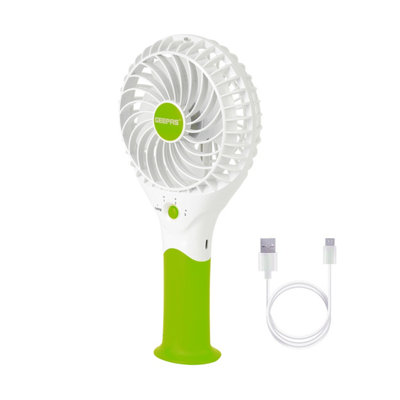 Geepas Rechargeable Mini Fan Personal Portable Fan with 3 Speed Options, Green