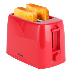Geepas Red 2 Slice Bread Toaster with 6 Level Browning Control