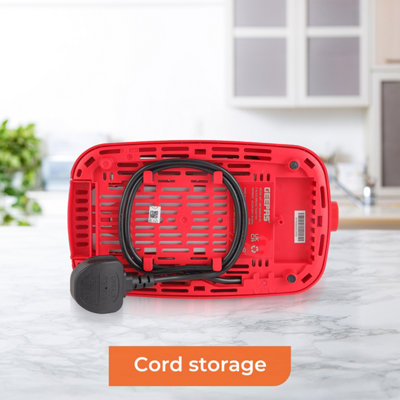 Geepas Red 2 Slice Bread Toaster with 6 Level Browning Control