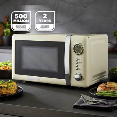 GEEPAS Retrovive 20L Digital Freestanding Microwave Oven 700W, Cream