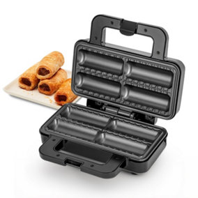Geepas Sausage Roll Maker with Non-Stick Coated Plates Cool Touch Handle Over Heat Protection Safety Lock