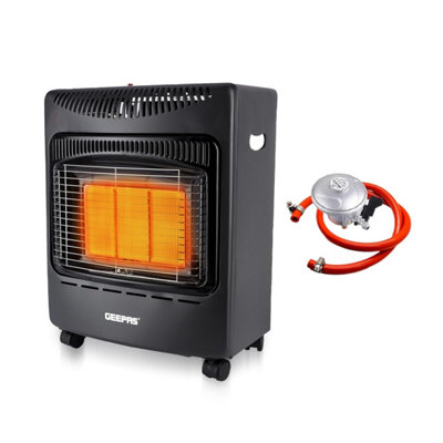 Geepas Small Cabinet Gas Heater 4.2KW Electric & Piezoelectric Ignition, Black