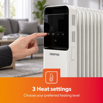 Geepas White 2500W Digital Oil Filled Radiator Remote Control