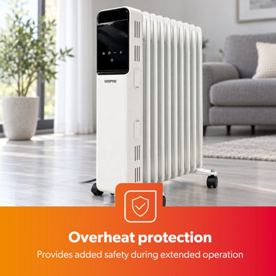 Geepas White 2500W Digital Oil Filled Radiator Remote Control