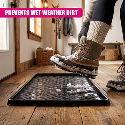 GEEZY 2 Pc Boot Trays Indoor Outdoor Plastic Shoe Mat Drip Board for ...