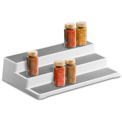 GEEZY 3 Tier Spice Rack Organiser Step Kitchen Cupboard Shelf Storage ...
