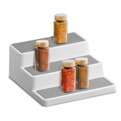GEEZY 3 Tier Spice Rack Organiser Step Kitchen Cupboard Shelf Storage ...