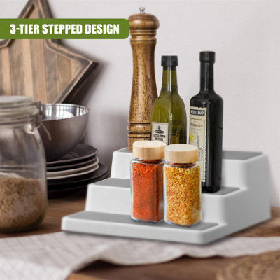 GEEZY 3 Tier Spice Rack Organiser Step Kitchen Cupboard Shelf Storage ...