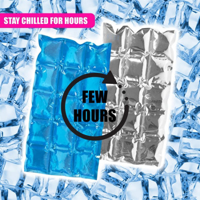 Cool Six Reusable Gel Ice Packs - 4-Pack - For Food, Drink Cans, Soda, Beer, Baby Bottles, Lunch Box