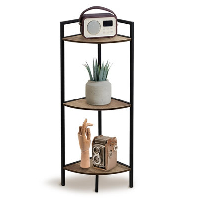 GEEZY Corner Shelf Stand 3 Tier Freestanding Storage Display Rack Living Room Bedroom