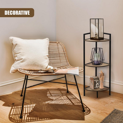 GEEZY Corner Shelf Stand 3 Tier Freestanding Storage Display Rack Living Room Bedroom