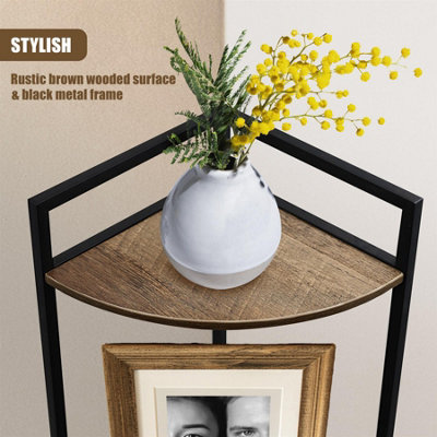 GEEZY Corner Shelf Stand 3 Tier Freestanding Storage Display Rack Living Room Bedroom