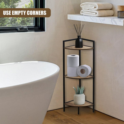 GEEZY Corner Shelf Stand 3 Tier Freestanding Storage Display Rack Living Room Bedroom