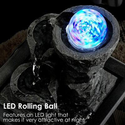 GEEZY Crystal Ball Water Feature Indoor Tabletop LED Fountain Waterfall ...