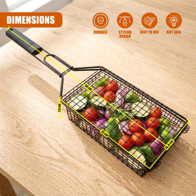 GEEZY Deep BBQ Grill Basket Non Stick Barbecue Grilling Rack Meat Camping Accessories