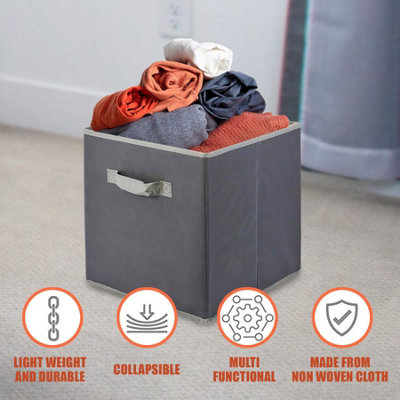 GEEZY Foldable Canvas Storage Boxes Set of 4 Fabric Square Collapsible Cubes Toy Box