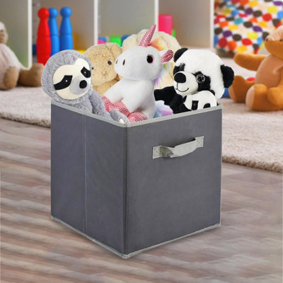 GEEZY Foldable Canvas Storage Boxes Set of 4 Fabric Square Collapsible Cubes Toy Box