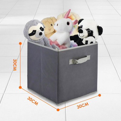 GEEZY Foldable Canvas Storage Boxes Set of 4 Fabric Square Collapsible Cubes Toy Box