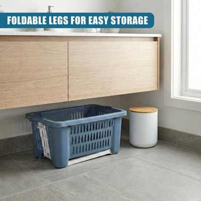 GEEZY Foldable Legs Laundry Basket, Collapsible Storage, Lightweight ...