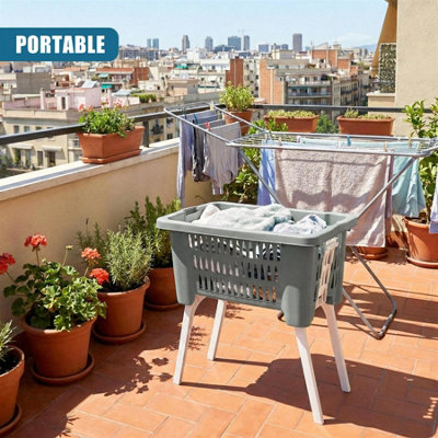 GEEZY Foldable Legs Laundry Basket, Collapsible Storage, Lightweight ...