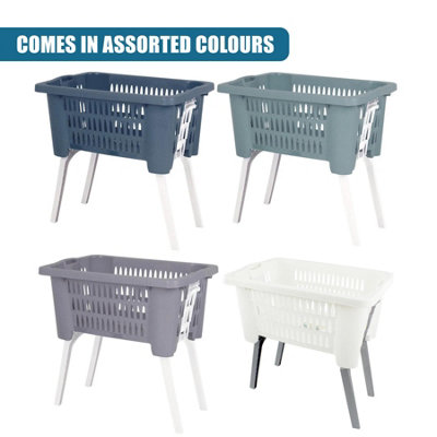 GEEZY Foldable Legs Laundry Basket, Collapsible Storage, Lightweight ...